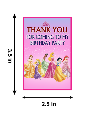 Disney Princess Thank you Tags - 24Pcs (Non Customized)