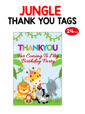 Jungle Thank you Tags - 24Pcs (Non Customized)