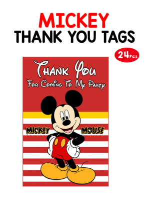 Mickey Mouse Thank you Tags - 24Pcs (Non Customized)