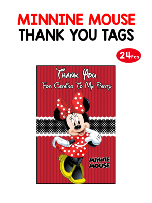 Minnie Mouse Thank you Tags - 24Pcs (Non Customized)