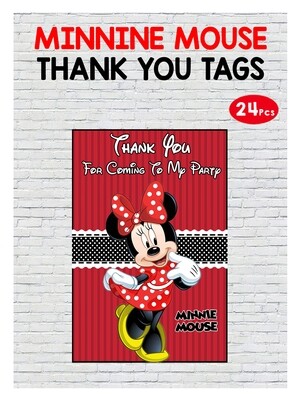 Minnie Mouse Thank you Tags - 24Pcs (Non Customized)