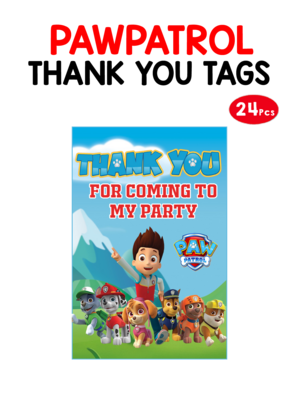 Paw Patrol Thank you Tags - 24Pcs (Non Customized)