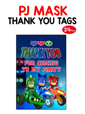 PJ Masks Thank you Tags - 24Pcs (Non Customized)