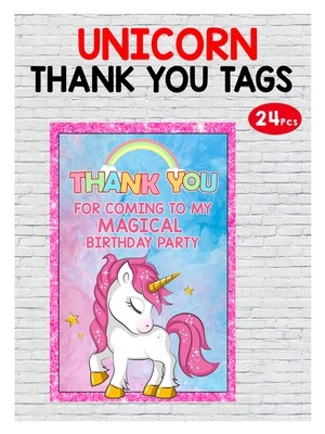 Unicorn Thank you Tags - 24Pcs (Non Customized)