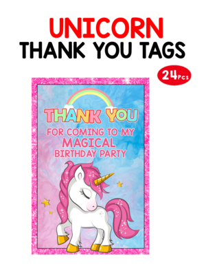 Unicorn Thank you Tags - 24Pcs (Non Customized)