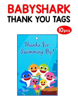 Baby Sharkl Thank you Tags - 24Pcs (Non Customized)