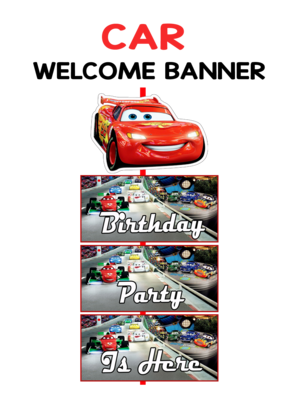Car Theme Door / Welcome Banner (3ft) - (non customizable product)