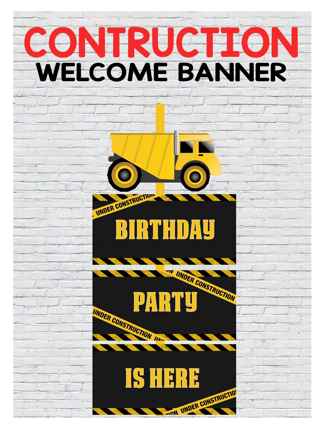 Construction Theme Door / Welcome Banner (3ft) - (non customizable product)