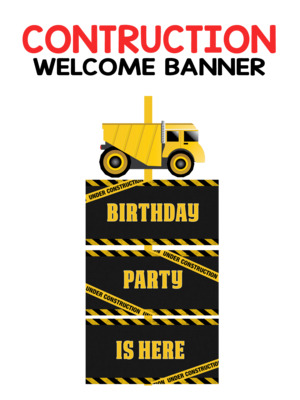 Construction Theme Door / Welcome Banner (3ft) - (non customizable product)