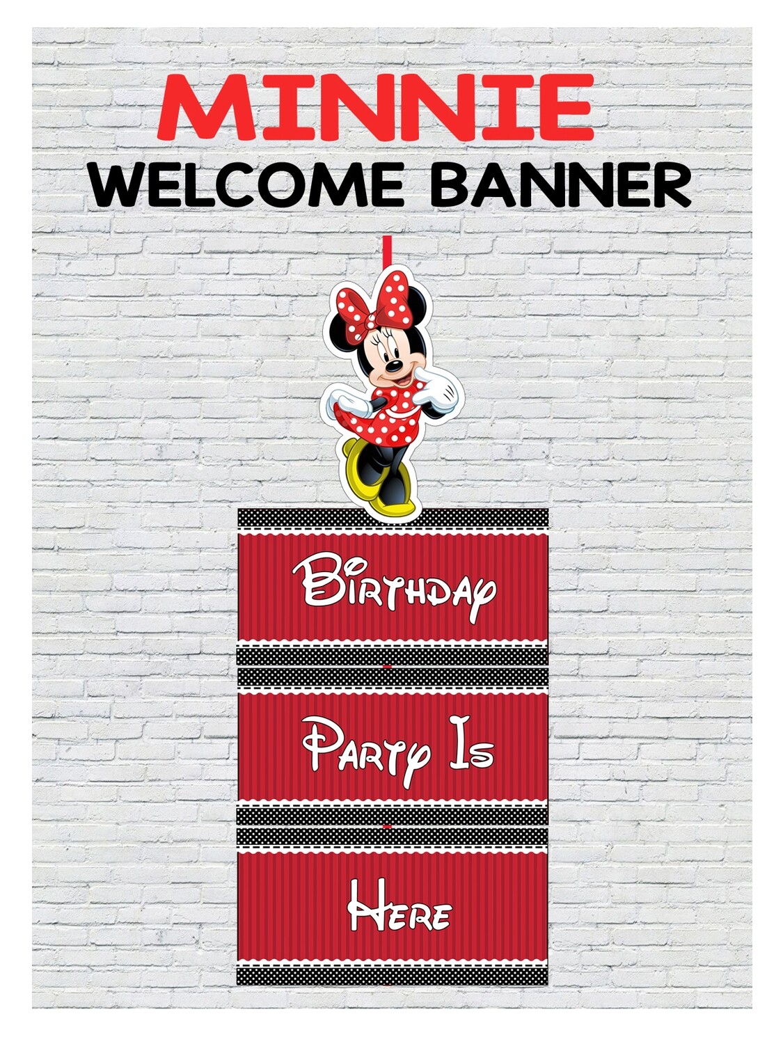 Minnie Mouse Theme Door / Welcome Banner (3ft) - (non customizable product)