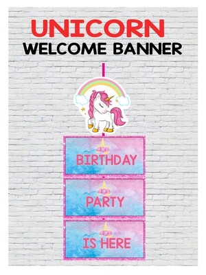 Unicorn Theme Door / Welcome Banner (3ft) - (non customizable product)
