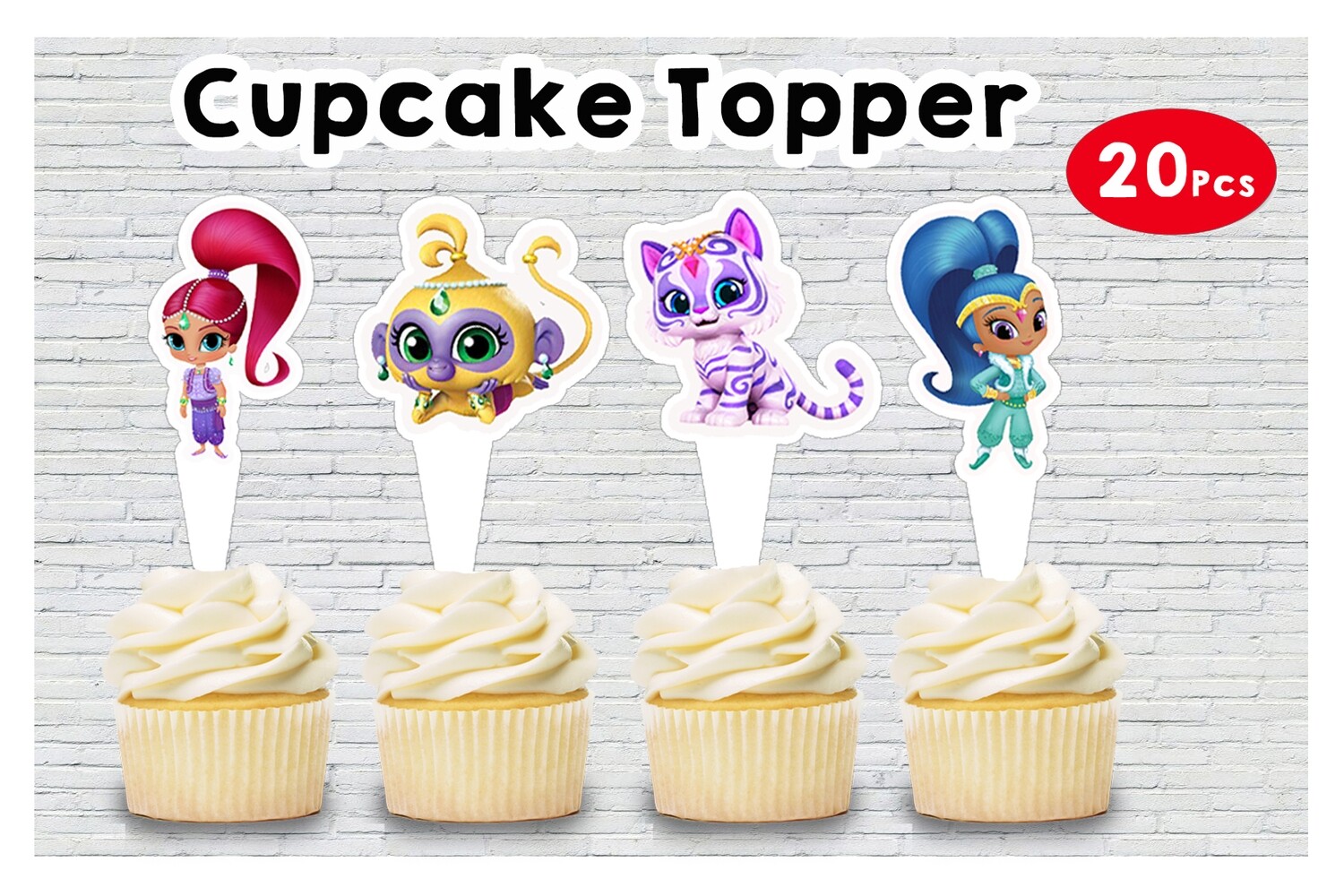 Shimmer And Shine Cupcake Topper (20 Pcs)