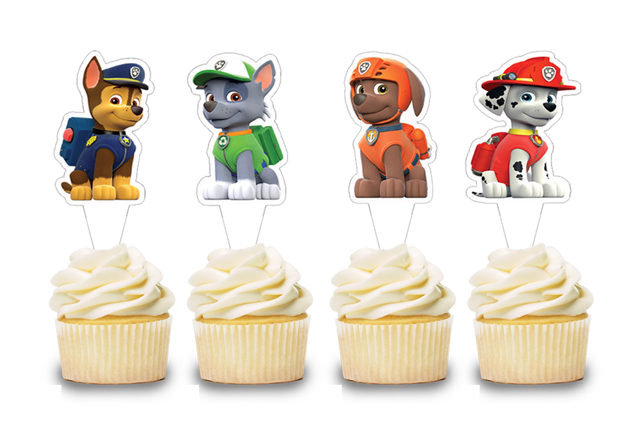 Paw Patrol Theme Cup Cake Shape Topper (20 Pcs)