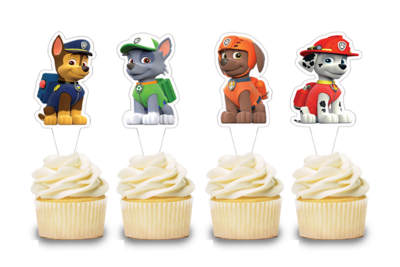Paw Patrol Theme Cup Cake Shape Topper (20 Pcs)