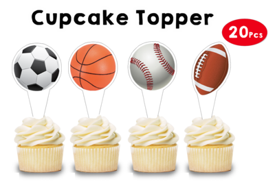 Sports Theme Cupcake Shape Topper (20 Pcs)