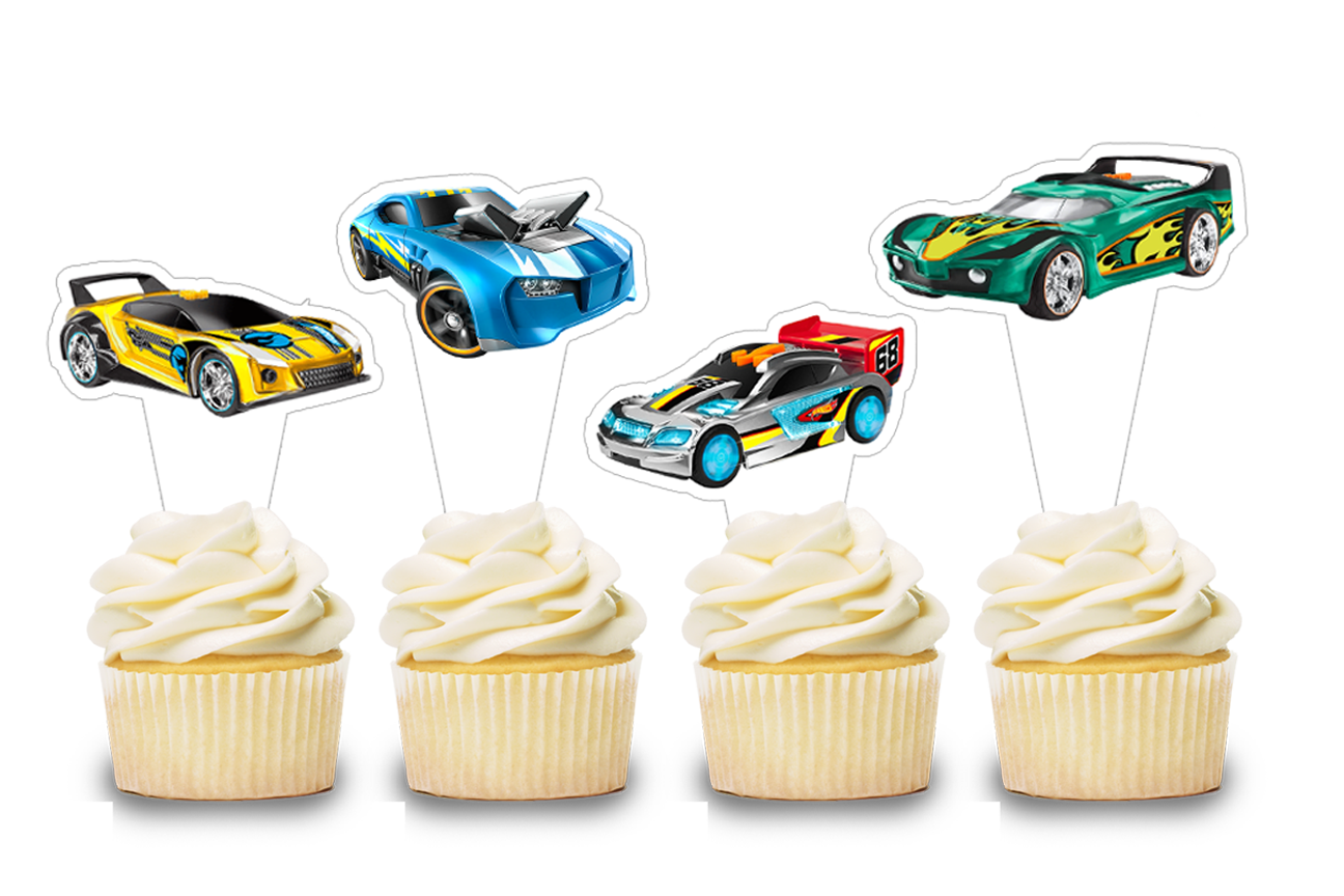 Hot Wheels Theme Cupcake Shape Topper (20 Pcs)