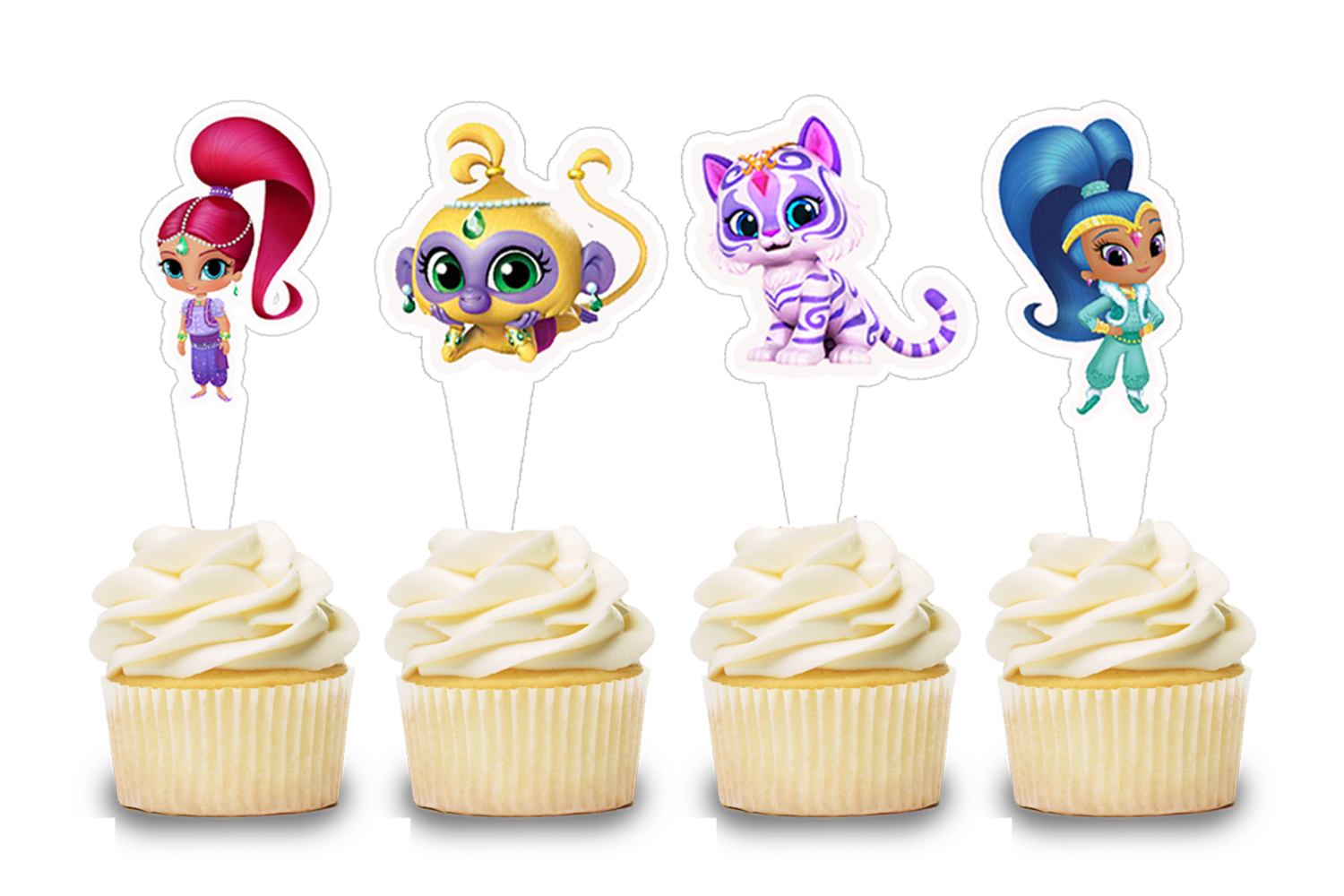 Shimmer And Shine Theme Cupcake Shape Topper (20 Pcs)