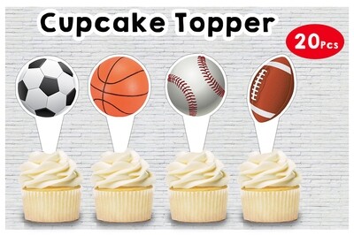 Sports Cupcake Topper (20 Pcs)