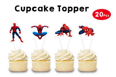 Spiderman Theme Cupcake Shape Topper (20 Pcs)