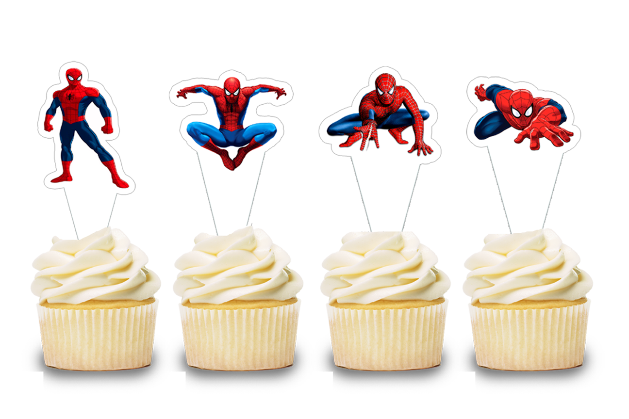 Spiderman Theme Cupcake Shape Topper (20 Pcs)