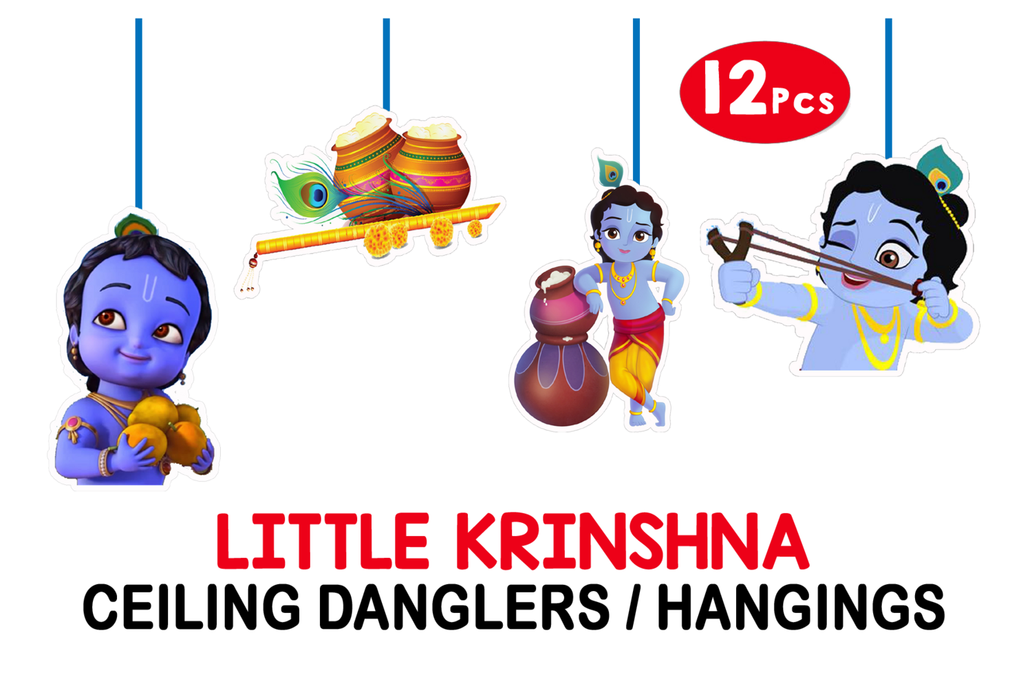 Little Krishna Ceiling Hangings / Danglers (12 Pcs)