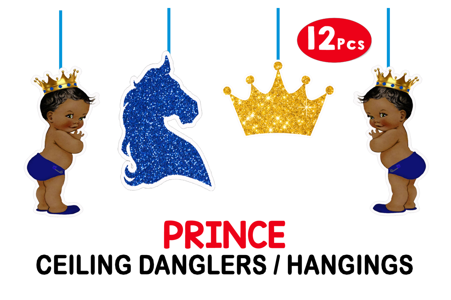 Royal Prince Theme Hangings / Danglers (12 Pcs) Non-Customised