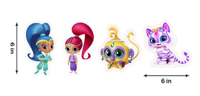 Shimmer And Shine Theme Hangings / Danglers (12 Pcs) Non-Customised