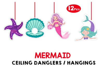 Mermaid Theme Hangings / Danglers #2 (12 Pcs)-(non-customised)