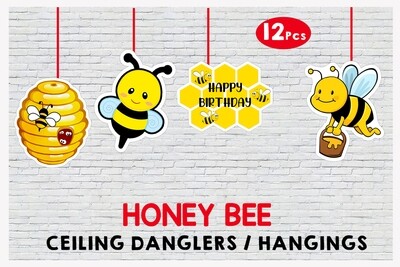 Honey Bee Theme Hangings / Danglers (12 Pcs) Non-Customised