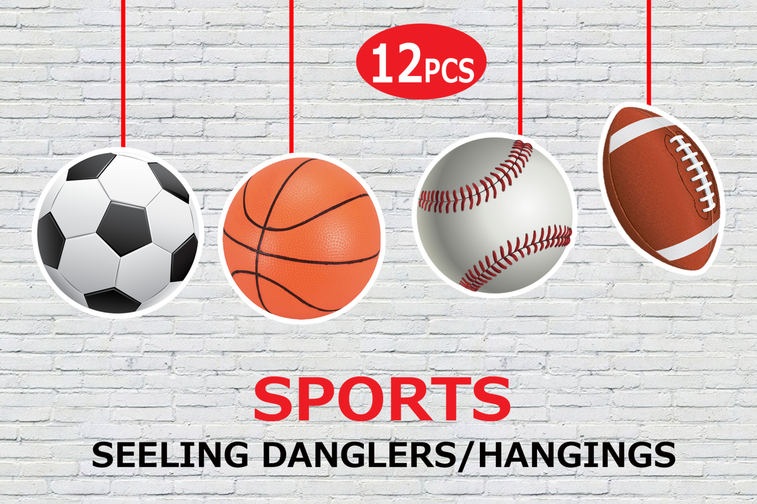 Sports Theme Hangings / Danglers (12 Pcs) Non-Customised