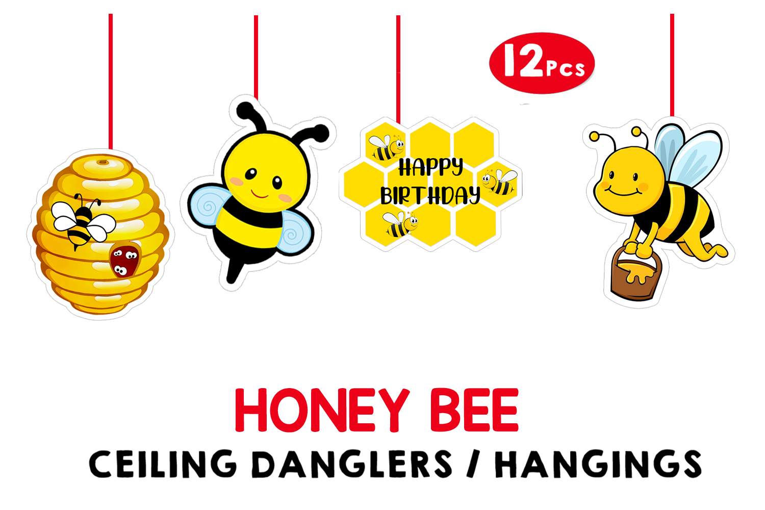Honey Bee Theme Hangings / Danglers #2 (12 Pcs)(non-cutomised)