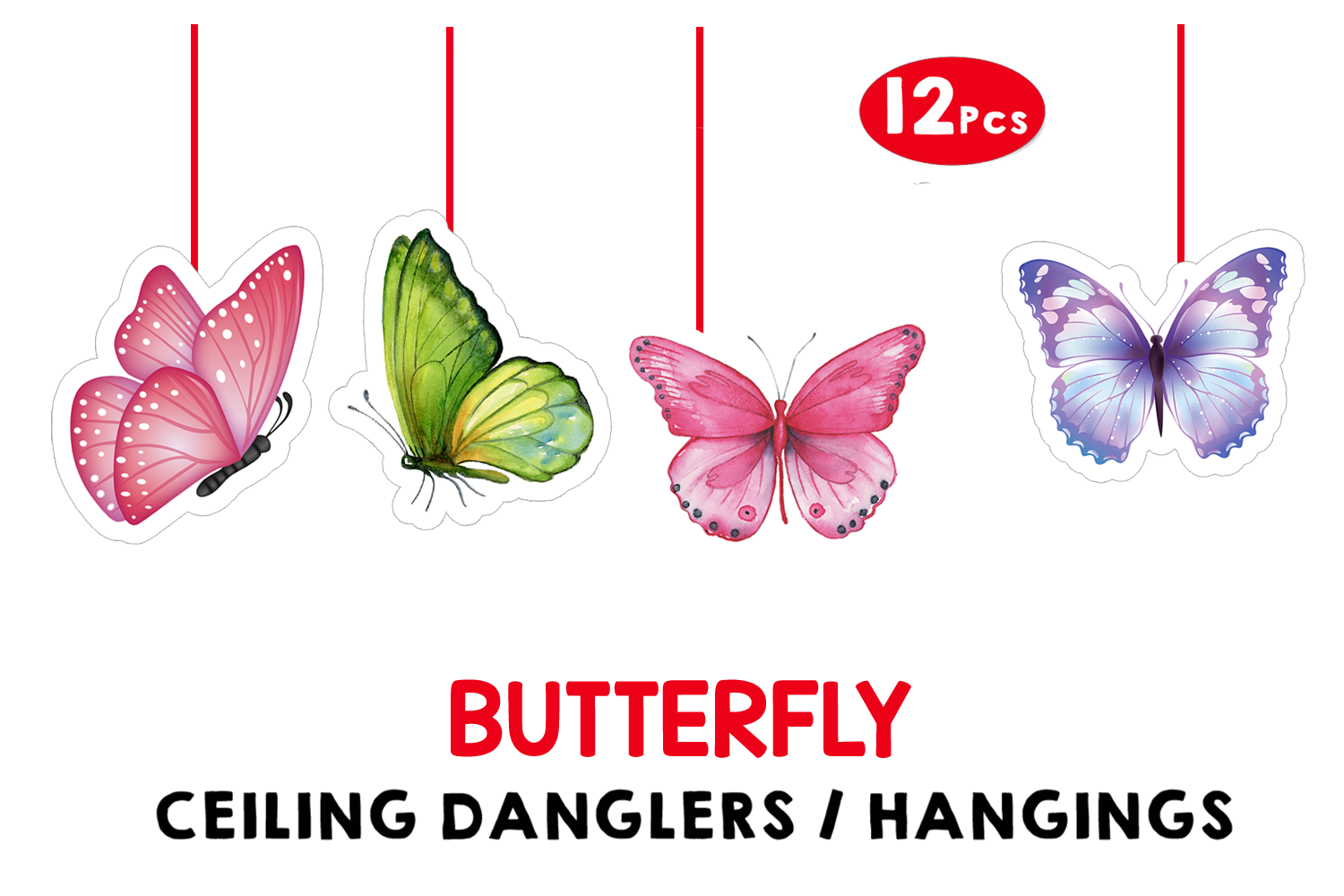 Butterfly Theme Hangings / Danglers #2 (12 Pcs)-(non-customised)