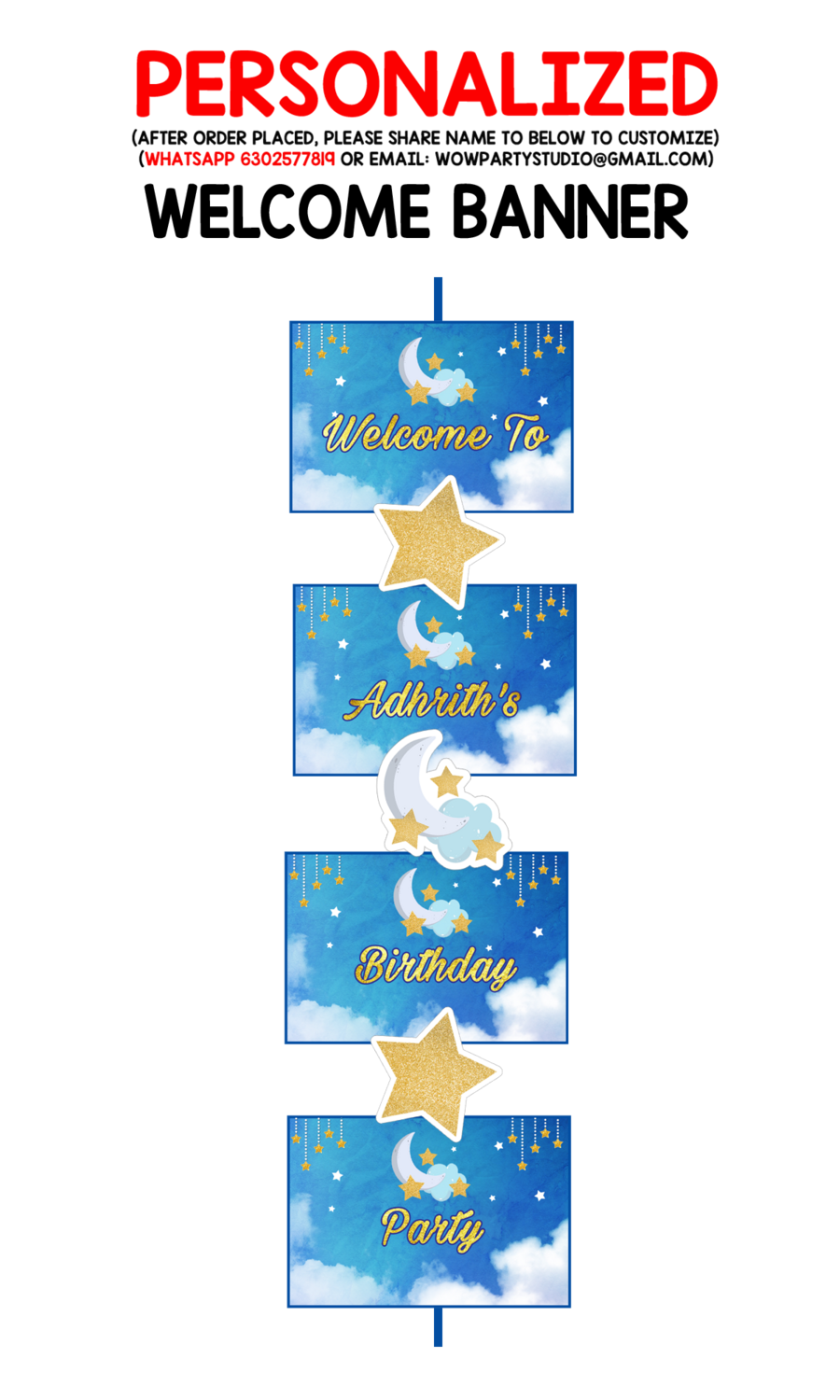 Twinkle Twinkle Star Boy - Door / Welcome Banner (5ft)