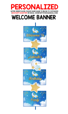 Twinkle Blue Star Boy - Door / Welcome Banner (5ft)
