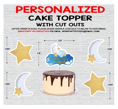 Twinkle Blue Star Boy Theme - Cake Topper Combo