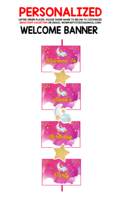 Twinkle Pink Star Girl - Door / Welcome Banner (5ft)