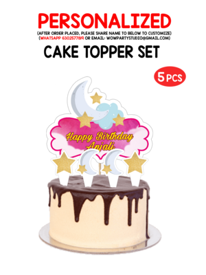 Twinkle Twinkle Star Girl Theme Cake topper 5pcs