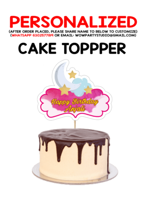 Twinkle Pink Star Girl Theme - Cake Topper Combo