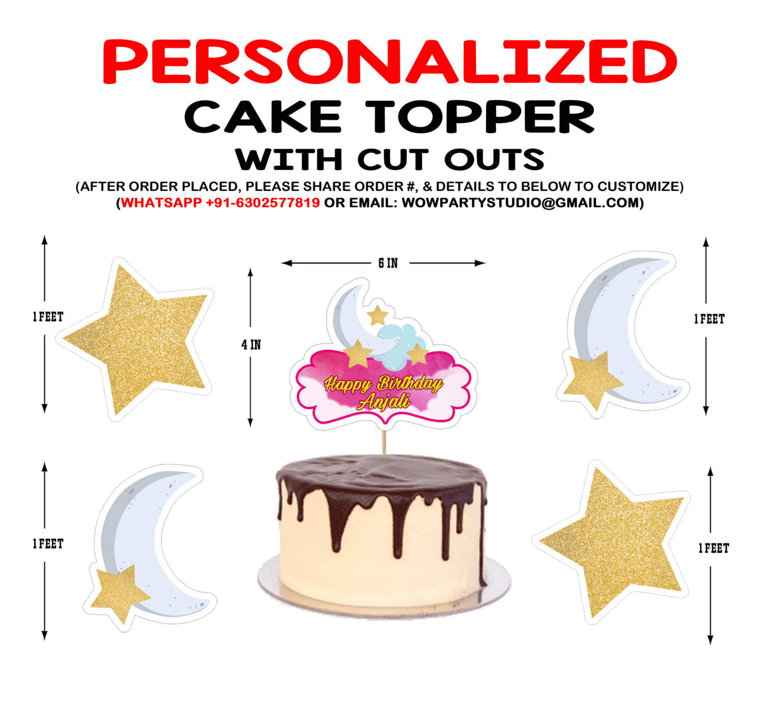 Twinkle Pink Star Girl Theme - Cake Topper Combo