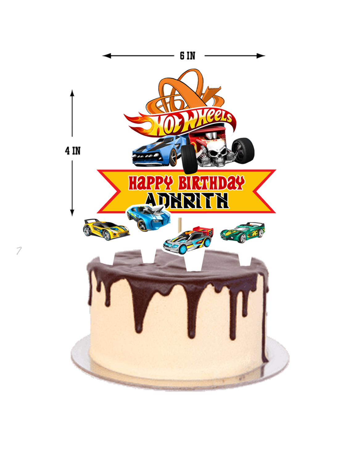 Hotwheels Theme Cake Topper 5pcs