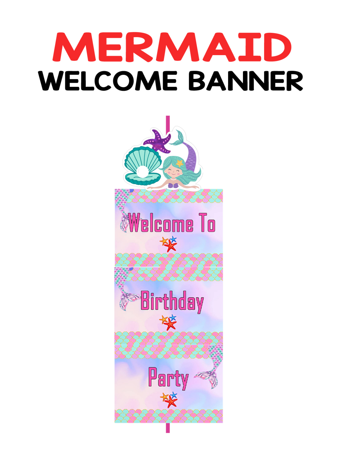 Mermaid Theme Door / Welcome Banner (3ft) - (non customizable product)