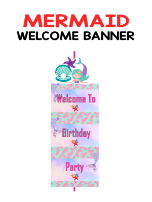 Mermaid Theme Door / Welcome Banner (3ft) - (non customizable product)