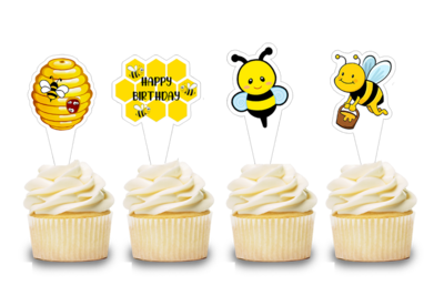 Honey Bee Theme Cupcake Shape Topper (20 Pcs)