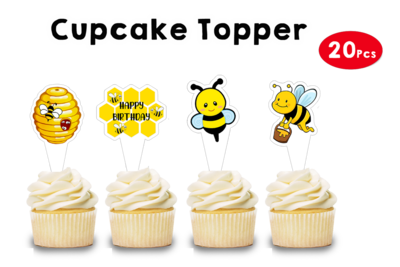 Honey Bee Cupcake Topper (20 Pcs)