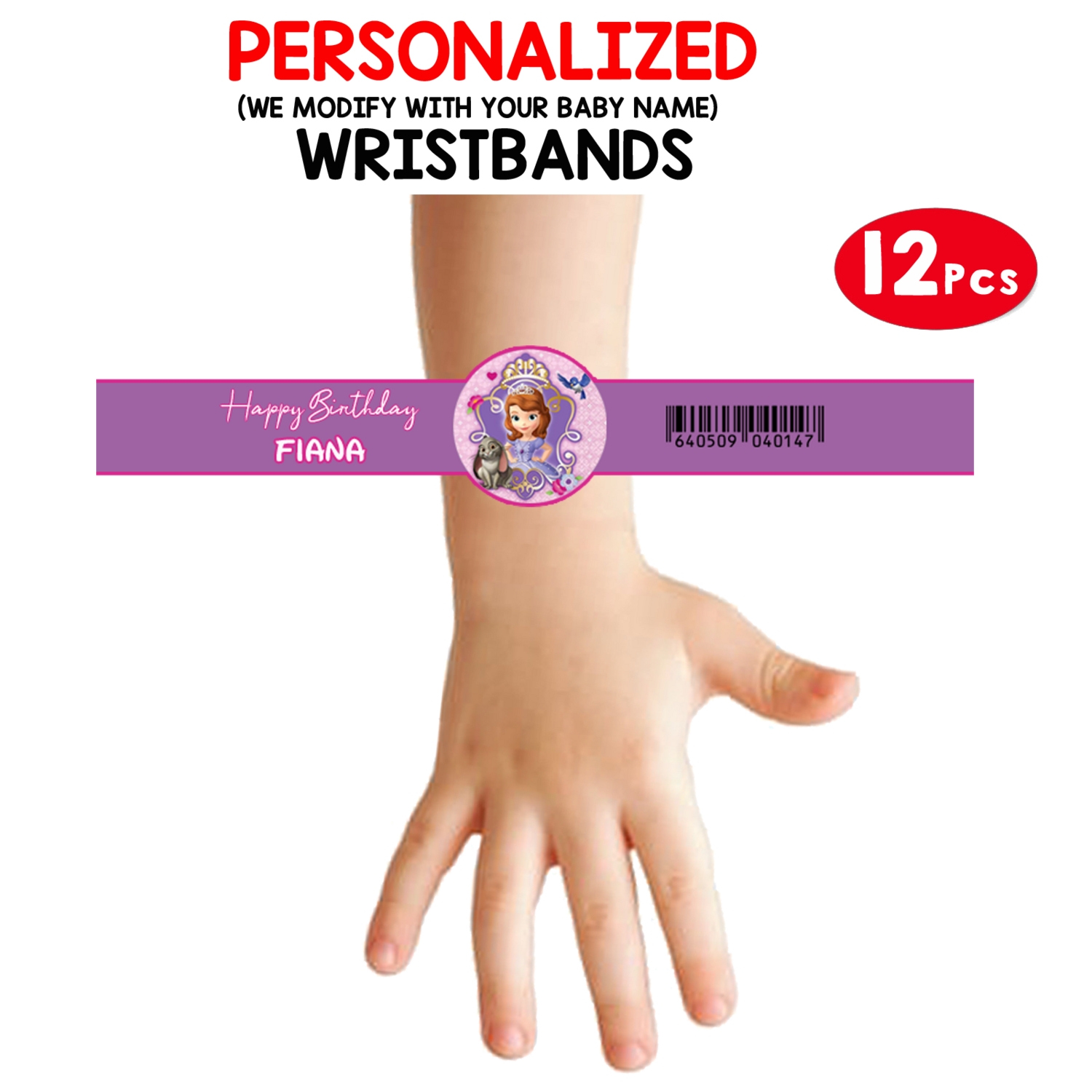 Sofia Princess Theme Wristbands (12 Pcs)