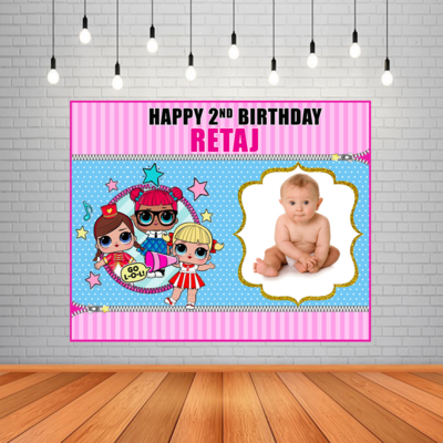 LOL Theme Backdrop / Background Banner With Baby Picture (4ft x 5ft)