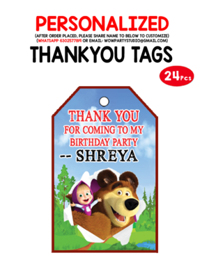Masha Bear Thank you Tags (24 Pcs)