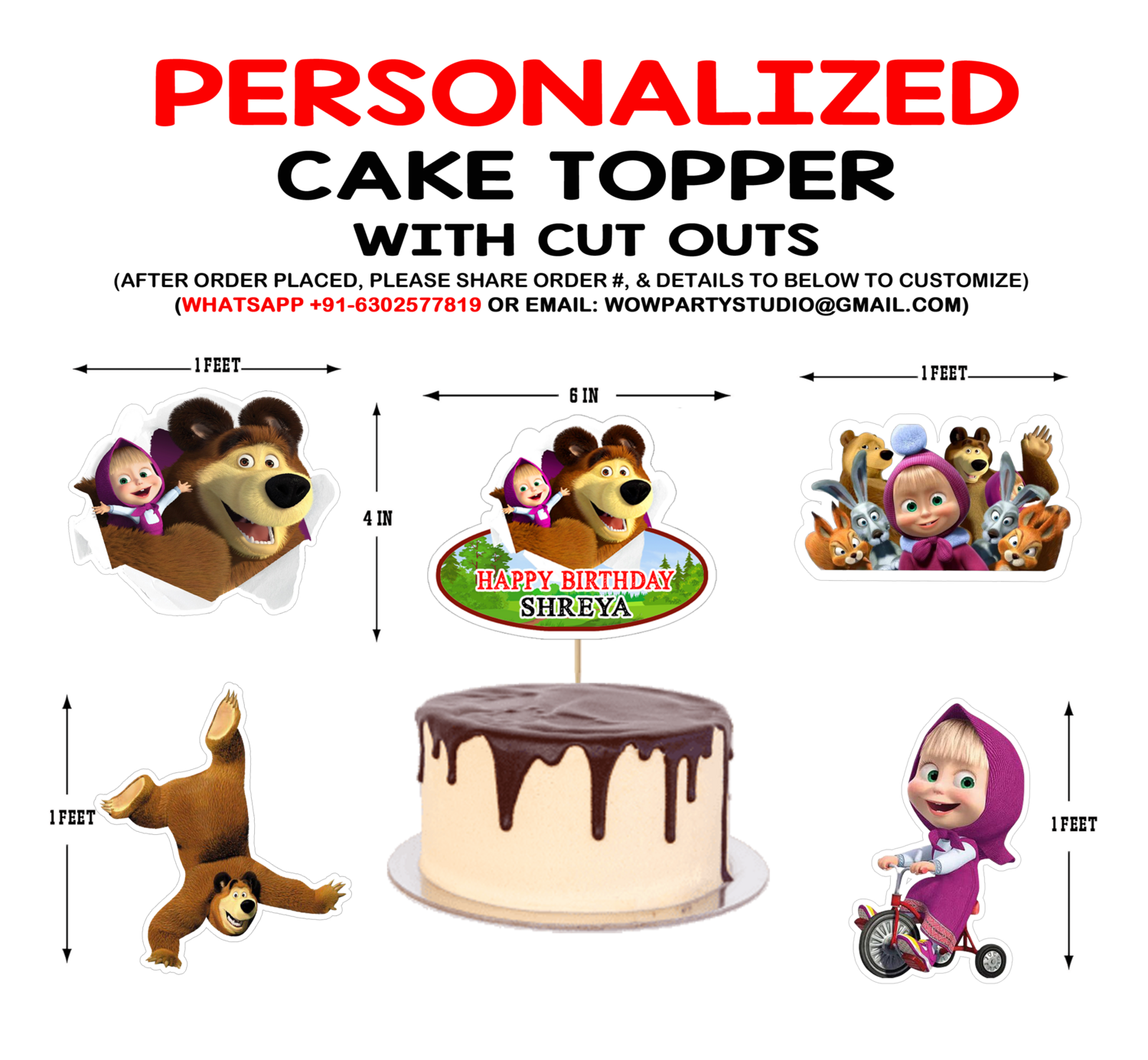 Masha Bear - Cake Topper Combo