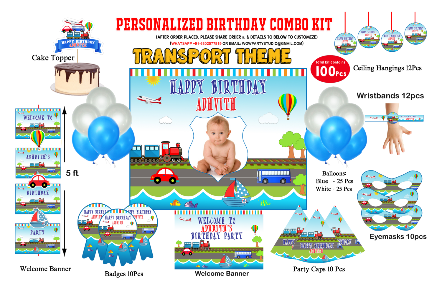 Transport - Birthday Party Combo Kit 100Pcs