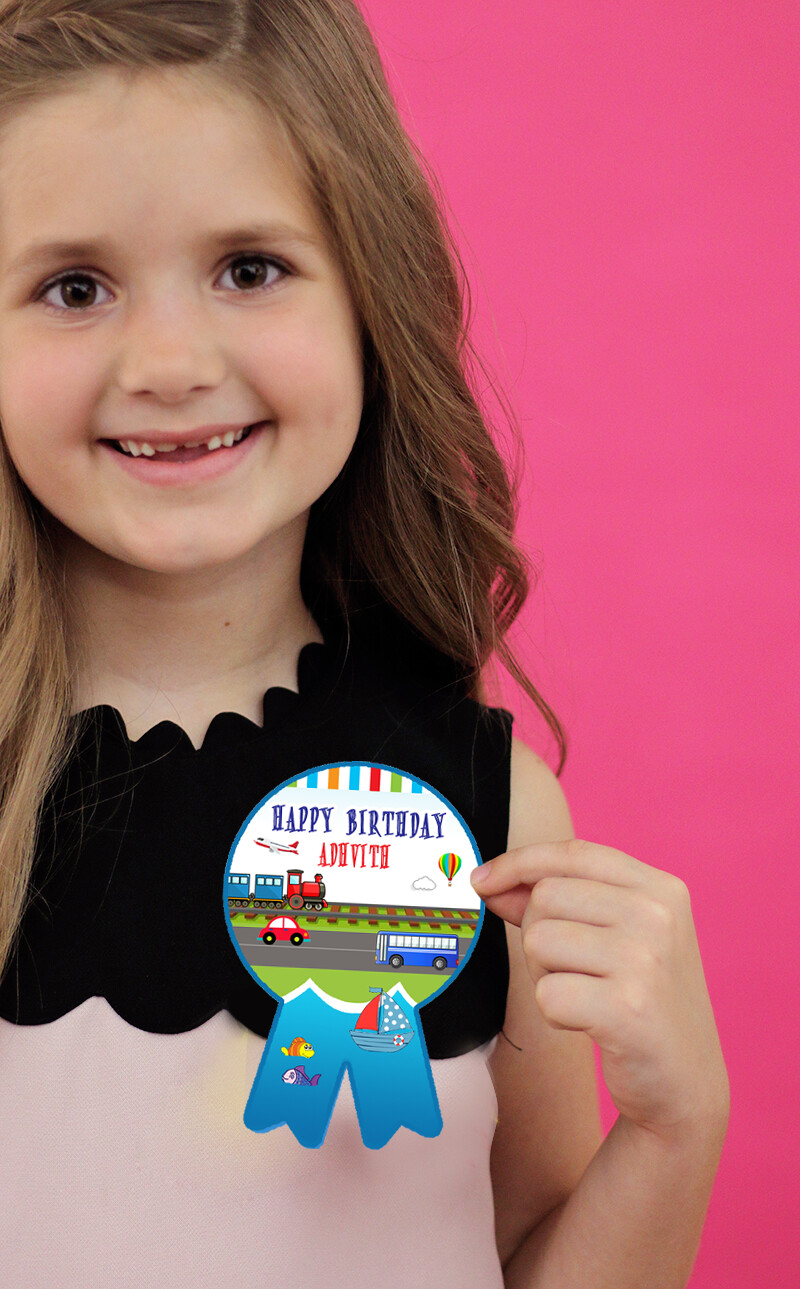 Transport Theme Birthday Badges (10 Pcs)